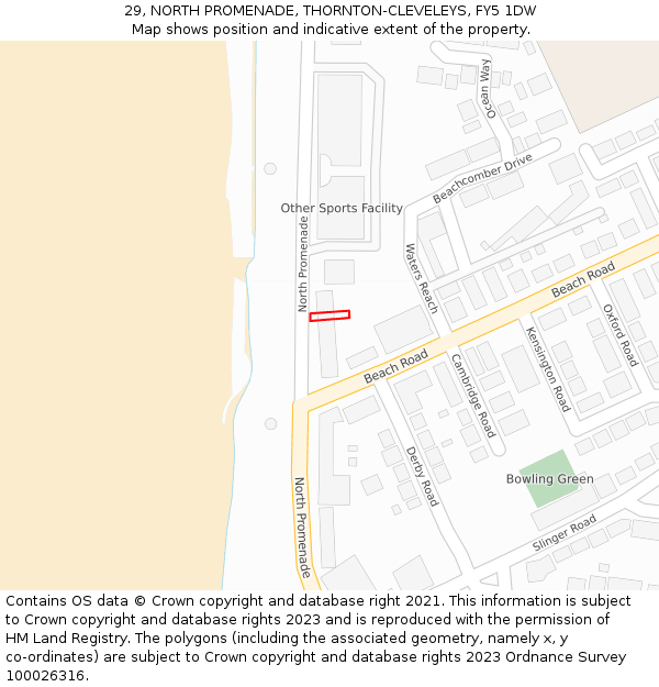 29, NORTH PROMENADE, THORNTON-CLEVELEYS, FY5 1DW: Location map and indicative extent of plot