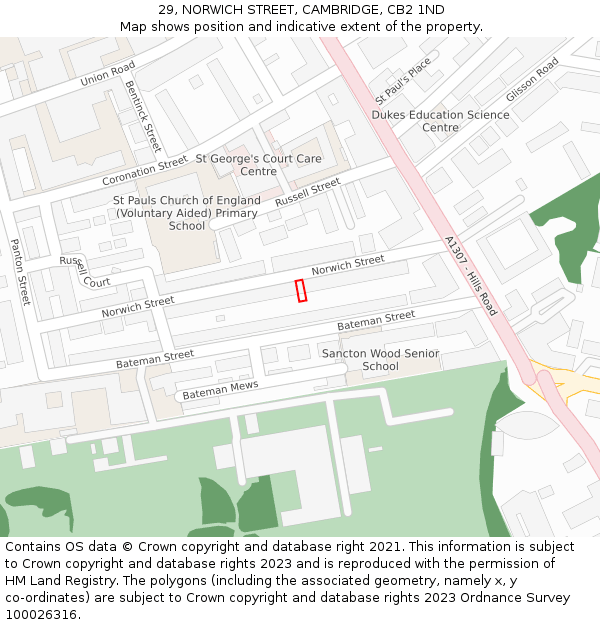 29, NORWICH STREET, CAMBRIDGE, CB2 1ND: Location map and indicative extent of plot
