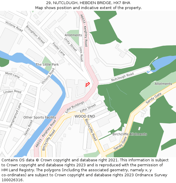 29, NUTCLOUGH, HEBDEN BRIDGE, HX7 8HA: Location map and indicative extent of plot