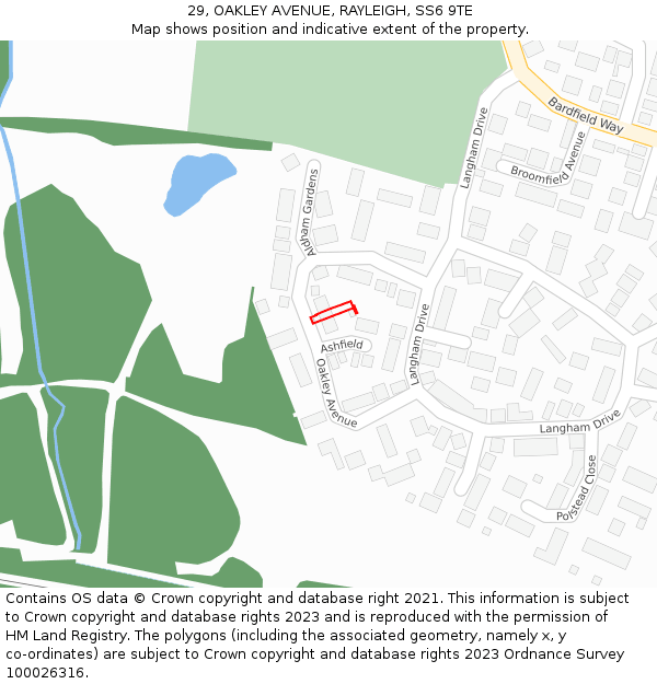 29, OAKLEY AVENUE, RAYLEIGH, SS6 9TE: Location map and indicative extent of plot