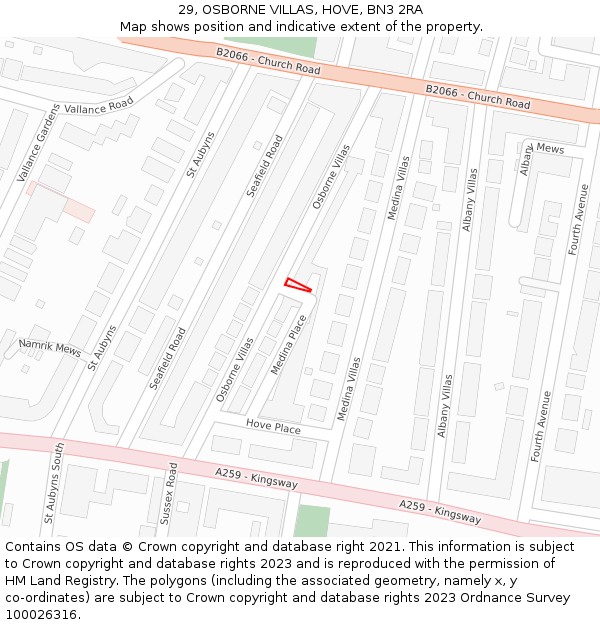 29, OSBORNE VILLAS, HOVE, BN3 2RA: Location map and indicative extent of plot