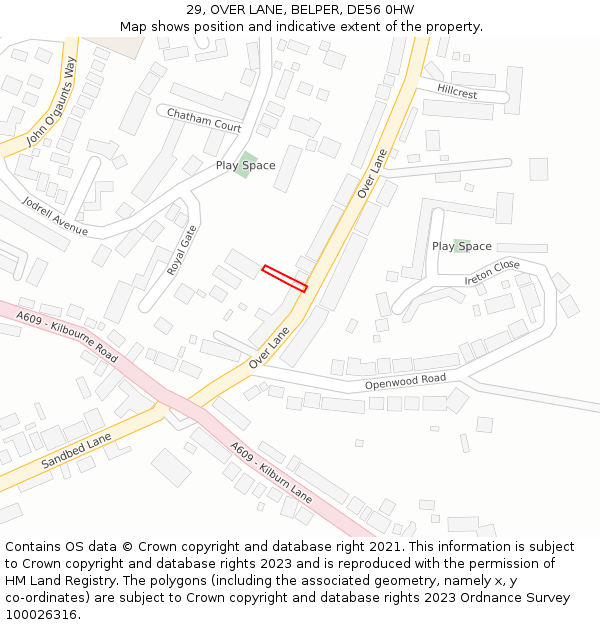 29, OVER LANE, BELPER, DE56 0HW: Location map and indicative extent of plot