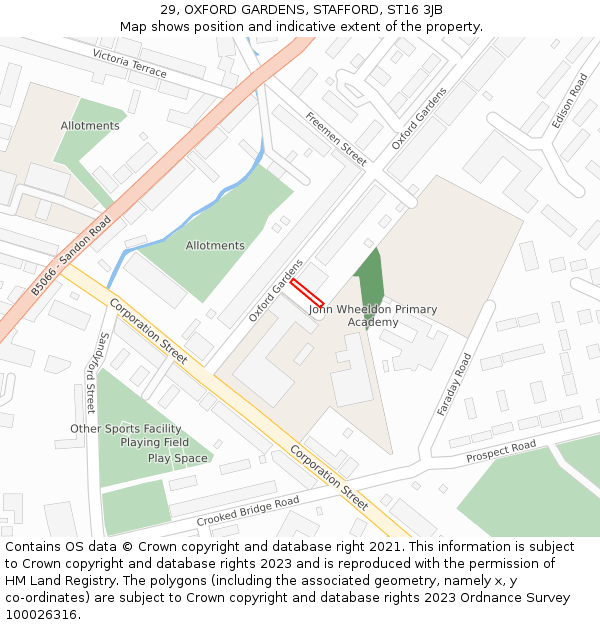 29, OXFORD GARDENS, STAFFORD, ST16 3JB: Location map and indicative extent of plot