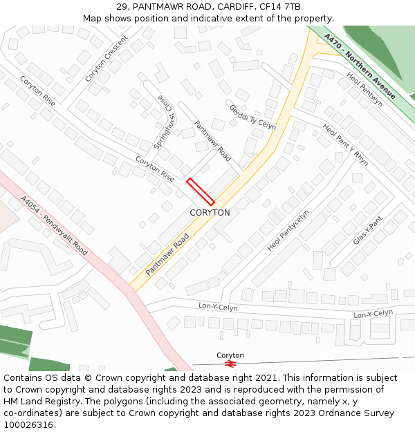 29, PANTMAWR ROAD, CARDIFF, CF14 7TB: Location map and indicative extent of plot