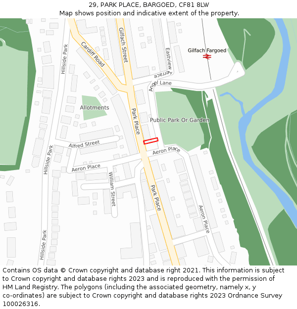 29, PARK PLACE, BARGOED, CF81 8LW: Location map and indicative extent of plot