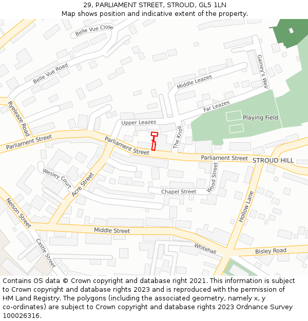 29, PARLIAMENT STREET, STROUD, GL5 1LN: Location map and indicative extent of plot