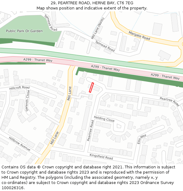 29, PEARTREE ROAD, HERNE BAY, CT6 7EG: Location map and indicative extent of plot