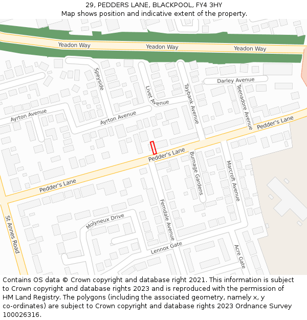29, PEDDERS LANE, BLACKPOOL, FY4 3HY: Location map and indicative extent of plot