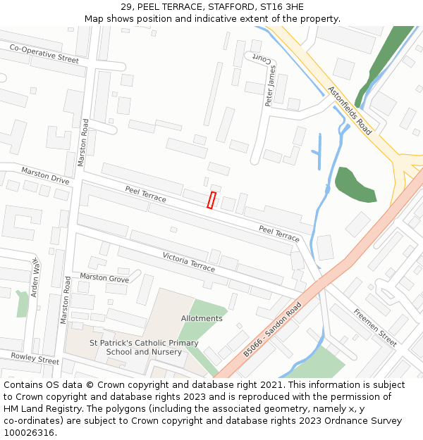 29, PEEL TERRACE, STAFFORD, ST16 3HE: Location map and indicative extent of plot
