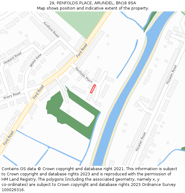 29, PENFOLDS PLACE, ARUNDEL, BN18 9SA: Location map and indicative extent of plot