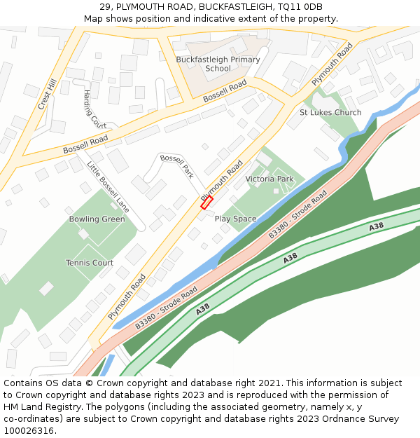 29, PLYMOUTH ROAD, BUCKFASTLEIGH, TQ11 0DB: Location map and indicative extent of plot