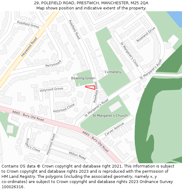 29, POLEFIELD ROAD, PRESTWICH, MANCHESTER, M25 2QA: Location map and indicative extent of plot