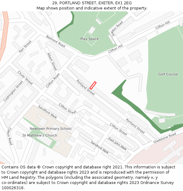29, PORTLAND STREET, EXETER, EX1 2EG: Location map and indicative extent of plot