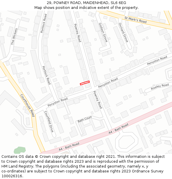 29, POWNEY ROAD, MAIDENHEAD, SL6 6EG: Location map and indicative extent of plot