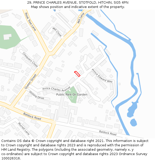 29, PRINCE CHARLES AVENUE, STOTFOLD, HITCHIN, SG5 4PN: Location map and indicative extent of plot
