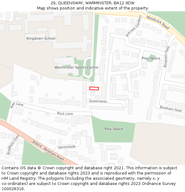 29, QUEENSWAY, WARMINSTER, BA12 9DW: Location map and indicative extent of plot