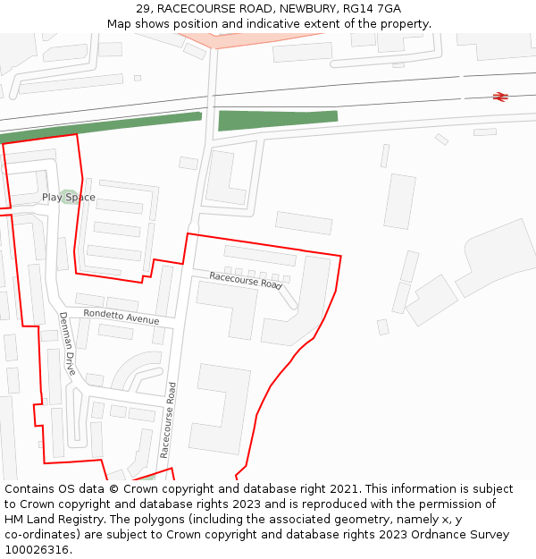29, RACECOURSE ROAD, NEWBURY, RG14 7GA: Location map and indicative extent of plot