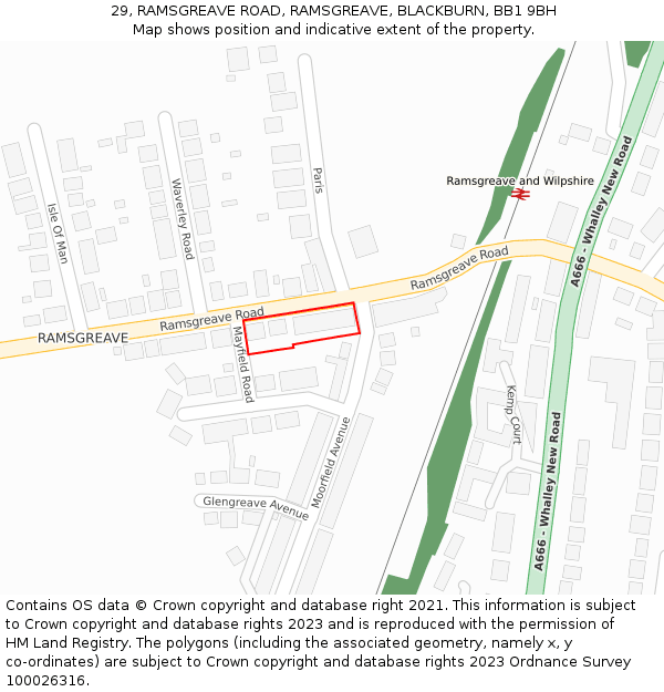 29, RAMSGREAVE ROAD, RAMSGREAVE, BLACKBURN, BB1 9BH: Location map and indicative extent of plot