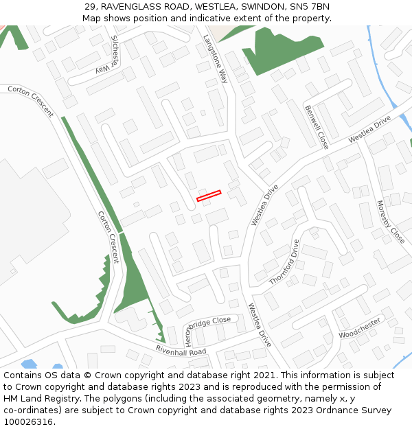 29, RAVENGLASS ROAD, WESTLEA, SWINDON, SN5 7BN: Location map and indicative extent of plot