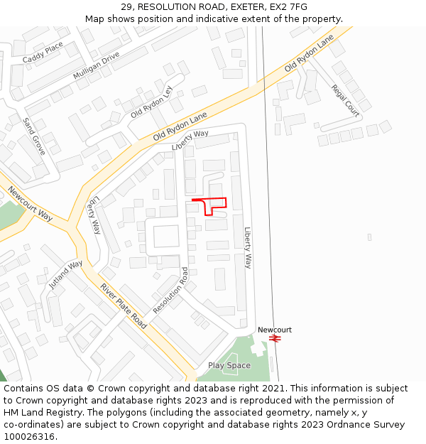 29, RESOLUTION ROAD, EXETER, EX2 7FG: Location map and indicative extent of plot