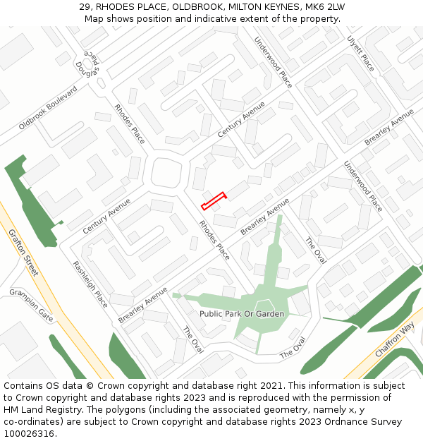 29, RHODES PLACE, OLDBROOK, MILTON KEYNES, MK6 2LW: Location map and indicative extent of plot