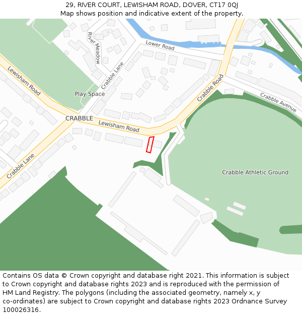 29, RIVER COURT, LEWISHAM ROAD, DOVER, CT17 0QJ: Location map and indicative extent of plot