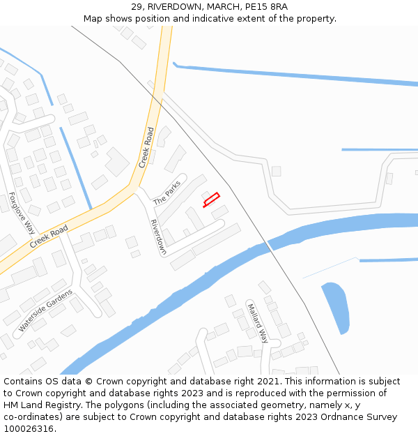 29, RIVERDOWN, MARCH, PE15 8RA: Location map and indicative extent of plot