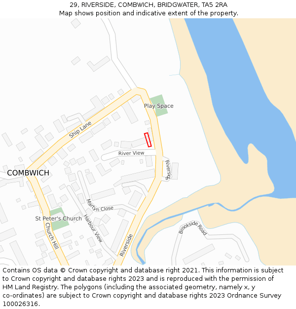 29, RIVERSIDE, COMBWICH, BRIDGWATER, TA5 2RA: Location map and indicative extent of plot