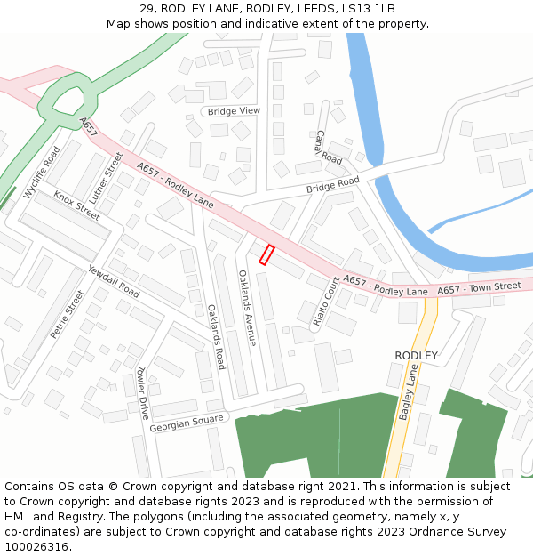 29, RODLEY LANE, RODLEY, LEEDS, LS13 1LB: Location map and indicative extent of plot