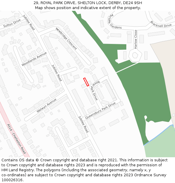 29, ROYAL PARK DRIVE, SHELTON LOCK, DERBY, DE24 9SH: Location map and indicative extent of plot
