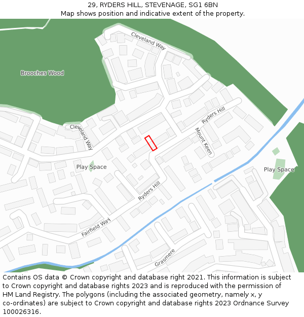 29, RYDERS HILL, STEVENAGE, SG1 6BN: Location map and indicative extent of plot