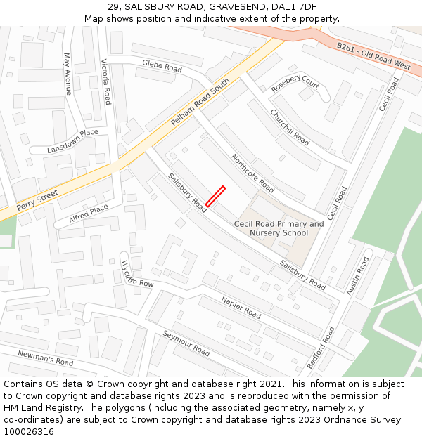 29, SALISBURY ROAD, GRAVESEND, DA11 7DF: Location map and indicative extent of plot