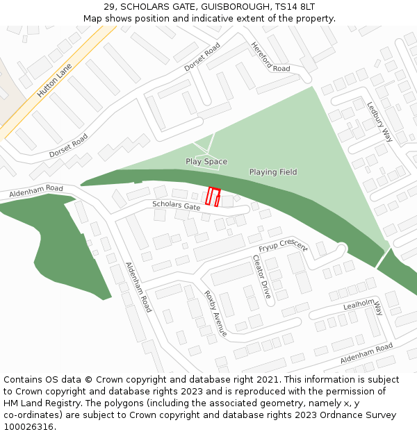 29, SCHOLARS GATE, GUISBOROUGH, TS14 8LT: Location map and indicative extent of plot
