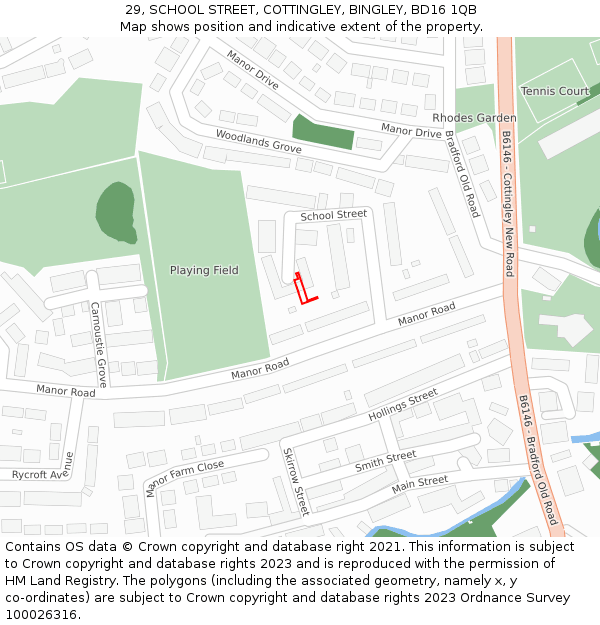 29, SCHOOL STREET, COTTINGLEY, BINGLEY, BD16 1QB: Location map and indicative extent of plot