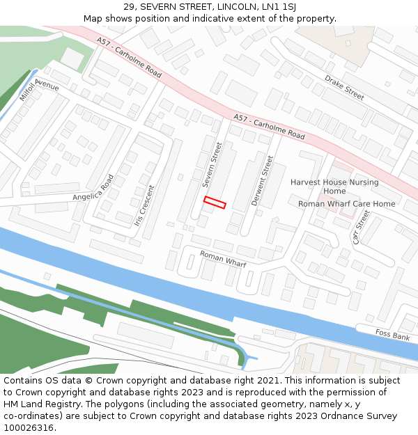 29, SEVERN STREET, LINCOLN, LN1 1SJ: Location map and indicative extent of plot
