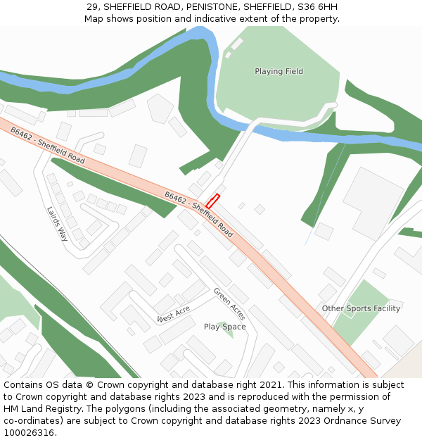 29, SHEFFIELD ROAD, PENISTONE, SHEFFIELD, S36 6HH: Location map and indicative extent of plot