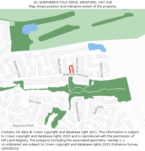 29, SHEPHERDS FOLD DRIVE, WINSFORD, CW7 2UE: Location map and indicative extent of plot