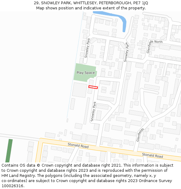 29, SNOWLEY PARK, WHITTLESEY, PETERBOROUGH, PE7 1JQ: Location map and indicative extent of plot
