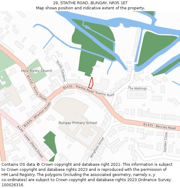 29, STAITHE ROAD, BUNGAY, NR35 1ET: Location map and indicative extent of plot