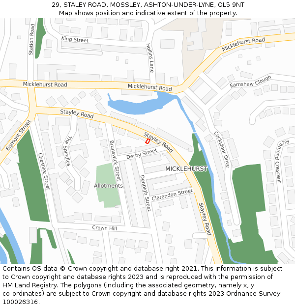 29, STALEY ROAD, MOSSLEY, ASHTON-UNDER-LYNE, OL5 9NT: Location map and indicative extent of plot