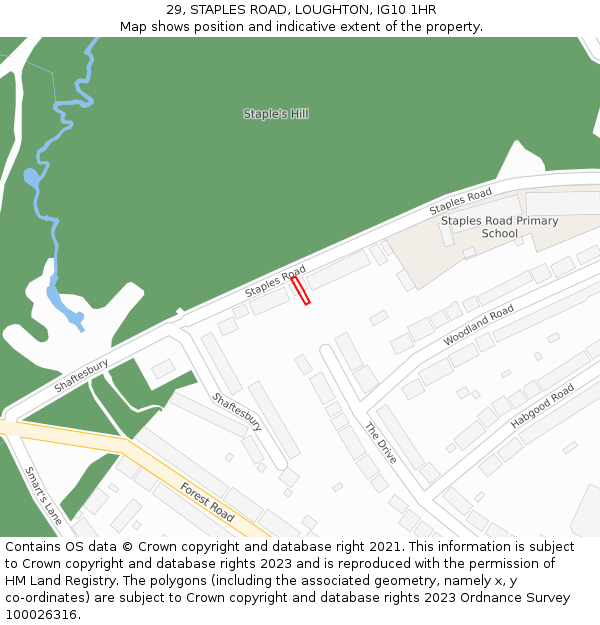 29, STAPLES ROAD, LOUGHTON, IG10 1HR: Location map and indicative extent of plot
