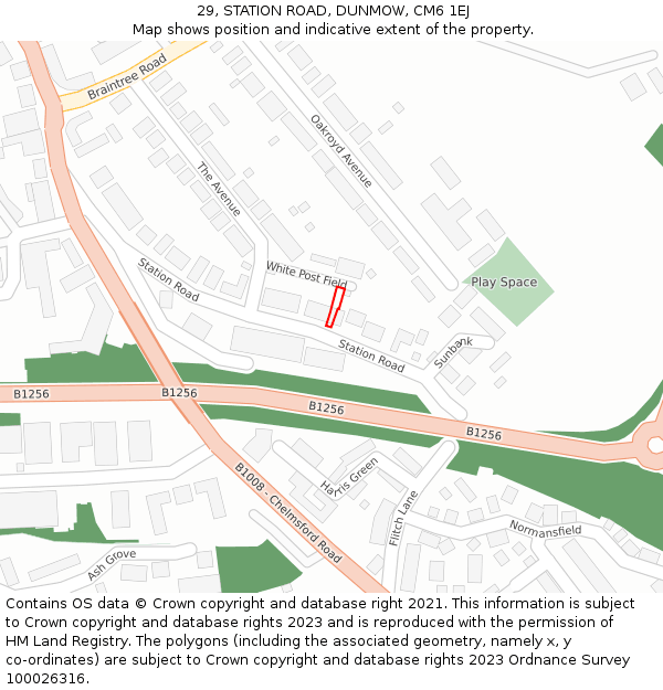 29, STATION ROAD, DUNMOW, CM6 1EJ: Location map and indicative extent of plot