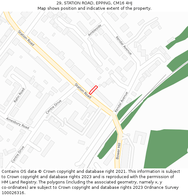 29, STATION ROAD, EPPING, CM16 4HJ: Location map and indicative extent of plot
