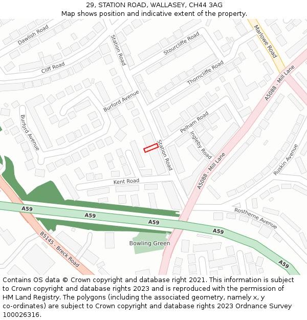 29, STATION ROAD, WALLASEY, CH44 3AG: Location map and indicative extent of plot