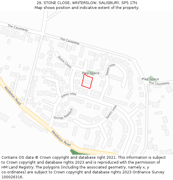 29, STONE CLOSE, WINTERSLOW, SALISBURY, SP5 1TN: Location map and indicative extent of plot