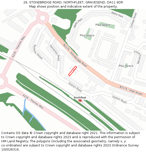 29, STONEBRIDGE ROAD, NORTHFLEET, GRAVESEND, DA11 9DR: Location map and indicative extent of plot
