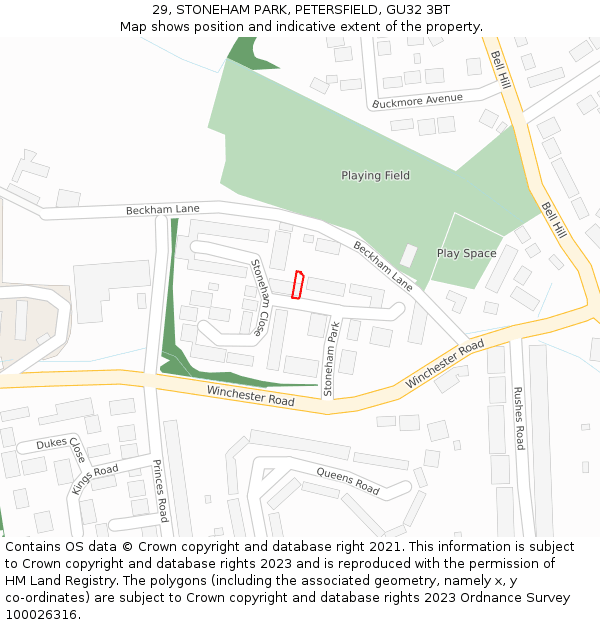 29, STONEHAM PARK, PETERSFIELD, GU32 3BT: Location map and indicative extent of plot