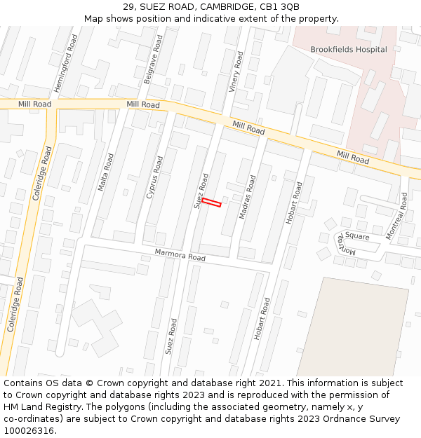 29, SUEZ ROAD, CAMBRIDGE, CB1 3QB: Location map and indicative extent of plot