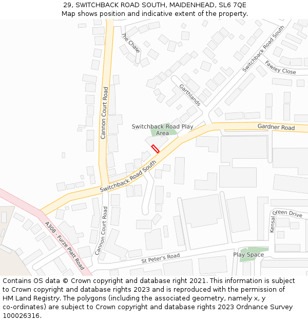 29, SWITCHBACK ROAD SOUTH, MAIDENHEAD, SL6 7QE: Location map and indicative extent of plot