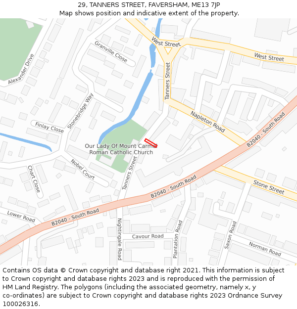 29, TANNERS STREET, FAVERSHAM, ME13 7JP: Location map and indicative extent of plot